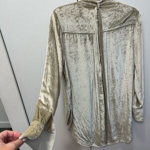 Maeve Velvet Blouse in Soft Beige